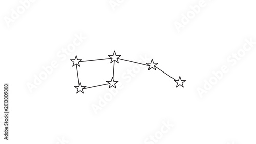 Tableau sur toile North star Little Dipper constellation vector illustration with an editable stroke, perfect for science education, celestial sky maps, and astronomical designs with adjustable line weight options