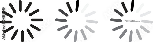 Photos set of loading progress indicator icons, buffering spinner symbols for web desig