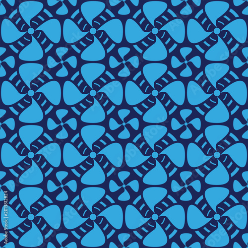 Seamless oriental pattern featuring lucky windmill blades in Chinese and Japanese style. Ideal for fabric prints, bandanas, rugs, or wallpaper for good fortune and modern Asian aesthetic.