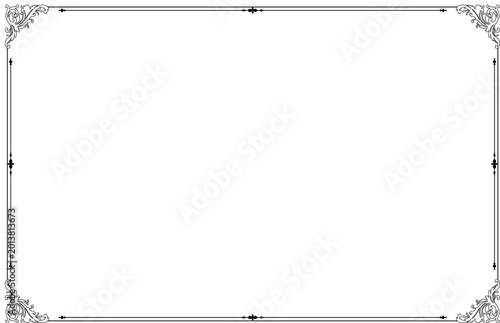 Elements of classic vintage frames. Border black on white. Swirls, floral motifs. Design print for greeting cards, wedding invitations, restaurant menu, royal certificates. Set 239
