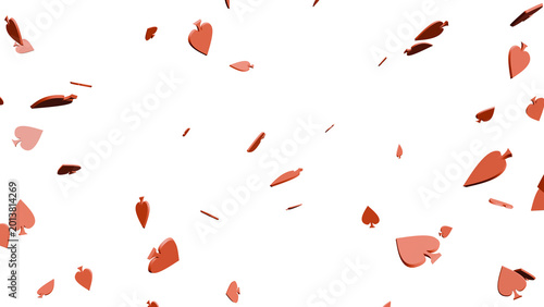 Fotografía Falling Hearts on White Background