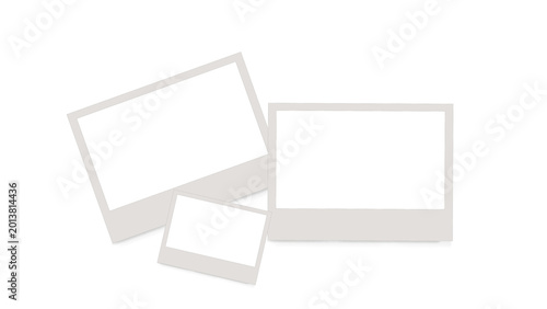 Принти на полотні Three blank white Polaroid instant photo frames isolated on transparent PNG background