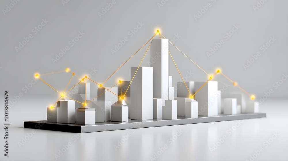 Naklejka premium soft focus city with glowing data points and charts, premium background, copy space