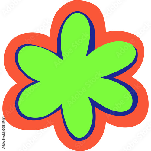 Retro Groovy Green Flower Sticker