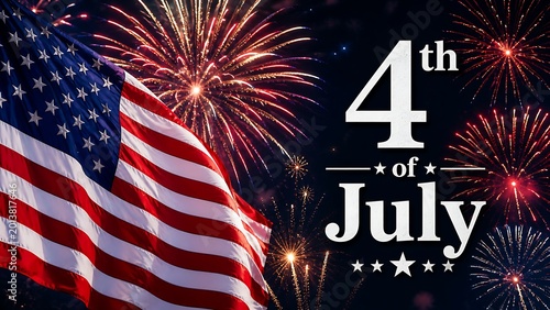 Vibrant 4th of july celebration with american flag and fireworks