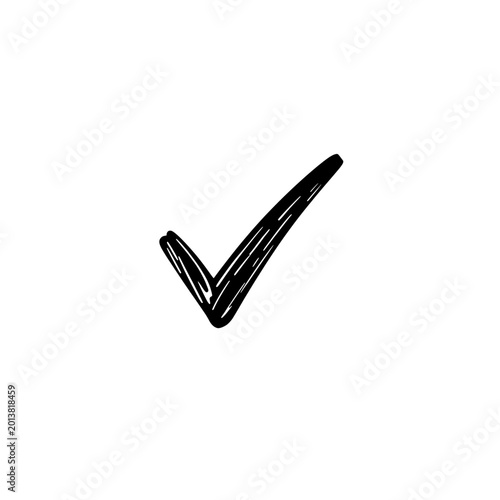 Hand drawn checkmark icon logo design. Check mark sign and symbol. Checkmark icon. Success and approval symbol.
