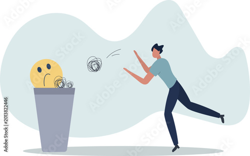 Slika na platnu Get rid of work anxiety, stressed and unhappiness emotion, relax to gain happiness concept,person's life situation and his activities