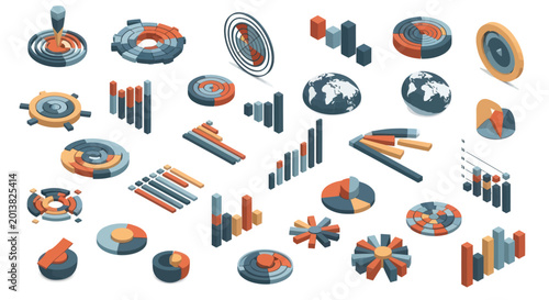 Isometric Data Visualization Elements for Business Analytics