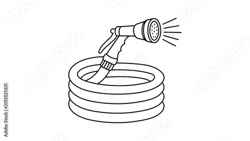 Bild auf Leinwand Coiled garden hose vector icon with editable stroke