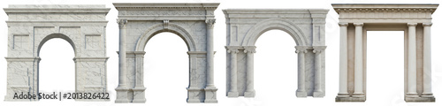 Fotografie A collection of four exquisite classical marble arches and doorways, showcasing intricate architectural details