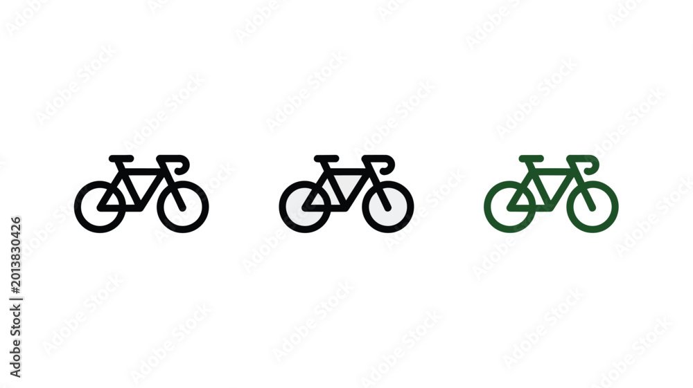 Obraz premium Bicycle icons, bike symbols, cycling graphics, vector illustrations