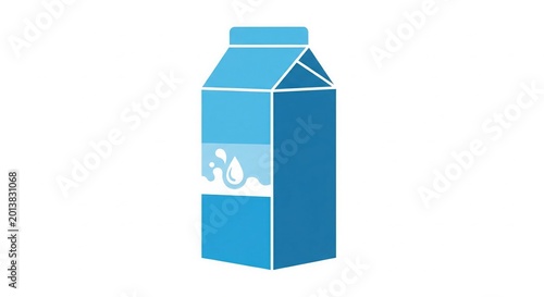 Blue Milk Carton Illustration Isolated on White