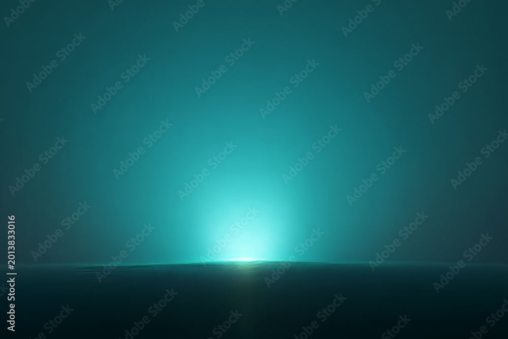 Obraz premium Serene emergence: bright horizon glows over dark ocean at sunrise