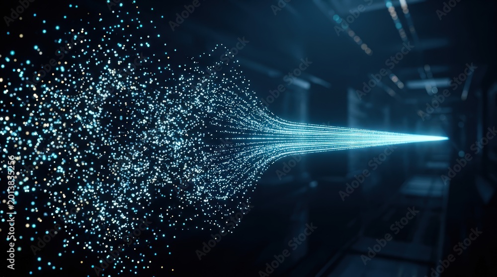 Fototapeta premium Underground infrastructure pathway directs luminous particles to maximize data transmission efficiency quickly