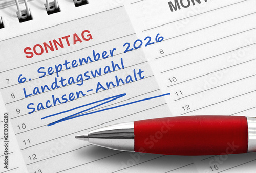 Foto Kalendernotiz, 6. September 2026, Landtagswahl, Sachsen-Anhalt