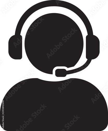 Black silhouette of a person wearing a headset