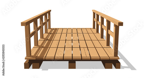 Wooden bridge illustration isolated on white background for design elements