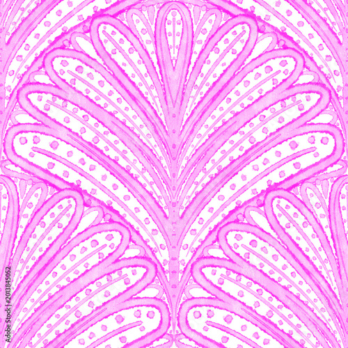 Abstract watercolor pattern in an ancient style with stylized shells