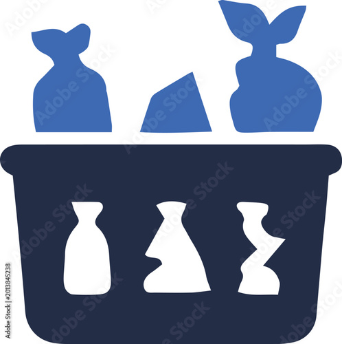 Recyclable Waste Basket Flat Icon

