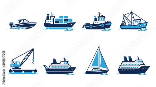 Fotografie Collection of various boat types.