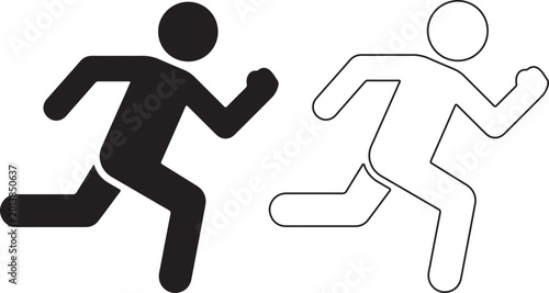 Running man stick figures black and white