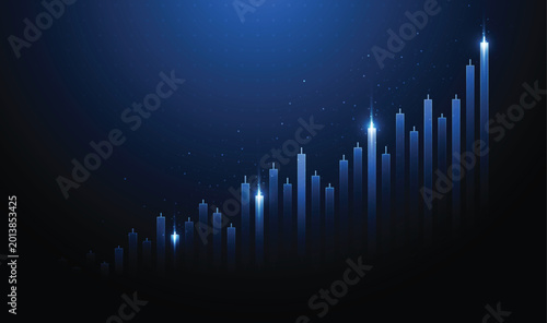 Bild auf Leinwand Futuristic financial stock market candlestick chart showing upward growth trend