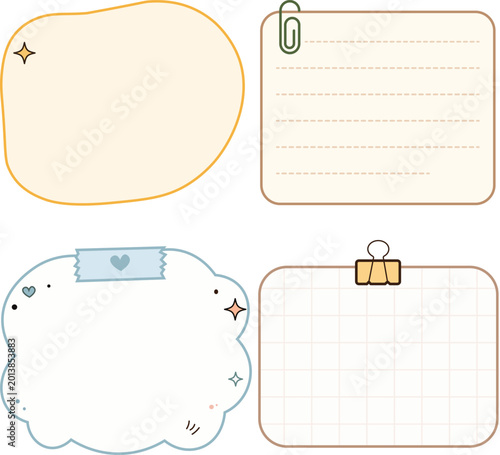 Cute Pastel Memo Note Templates and Sticky Frame Collection