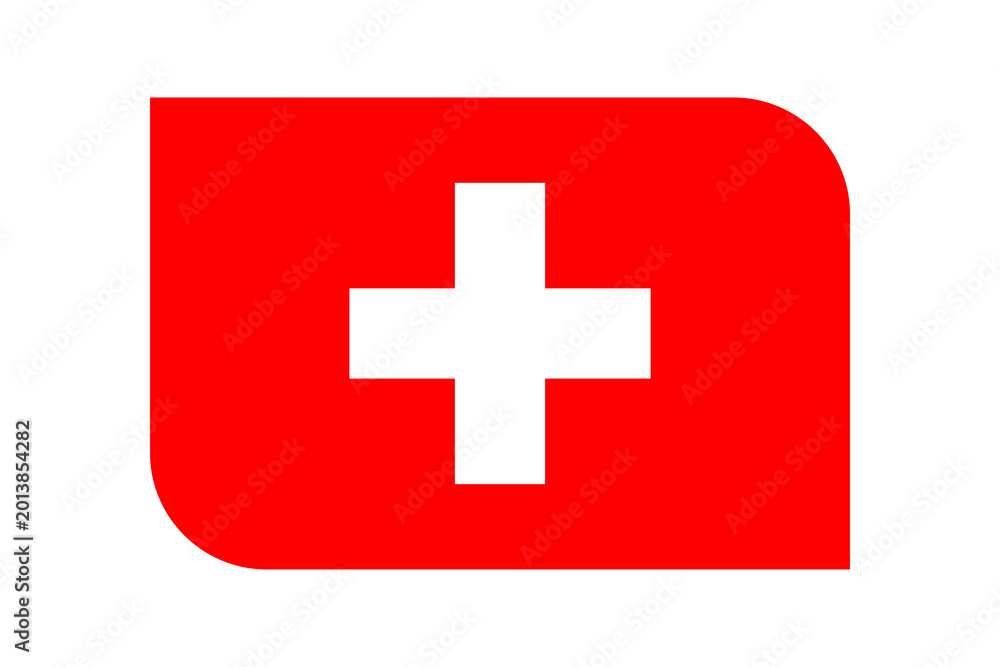 Fototapeta premium Switzerland flag rounded rectangle with transparent background illustration