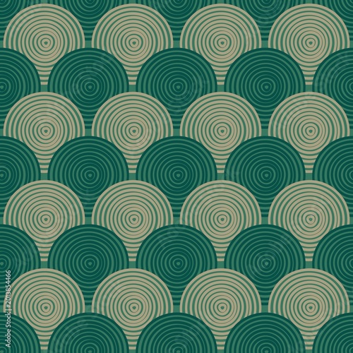 Green Retro Circle Seamless Geometric Pattern Background