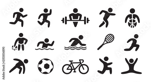 Tableau sur toile Icons of people engaged in various sports activities.
