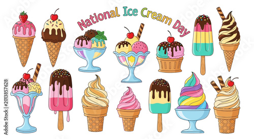 Colorful Ice Cream Cones and Treats.