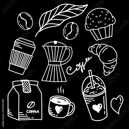 Coffee Lover Doodle Set – Hand Drawn Coffee Icons Collection