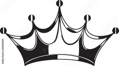 Obraz na plátne Elegant black outline crown icon, symbol of royalty, leadership, and success on transparent background