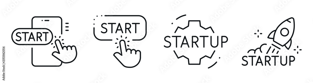 Фотография Startup launch showing start action and application icons
