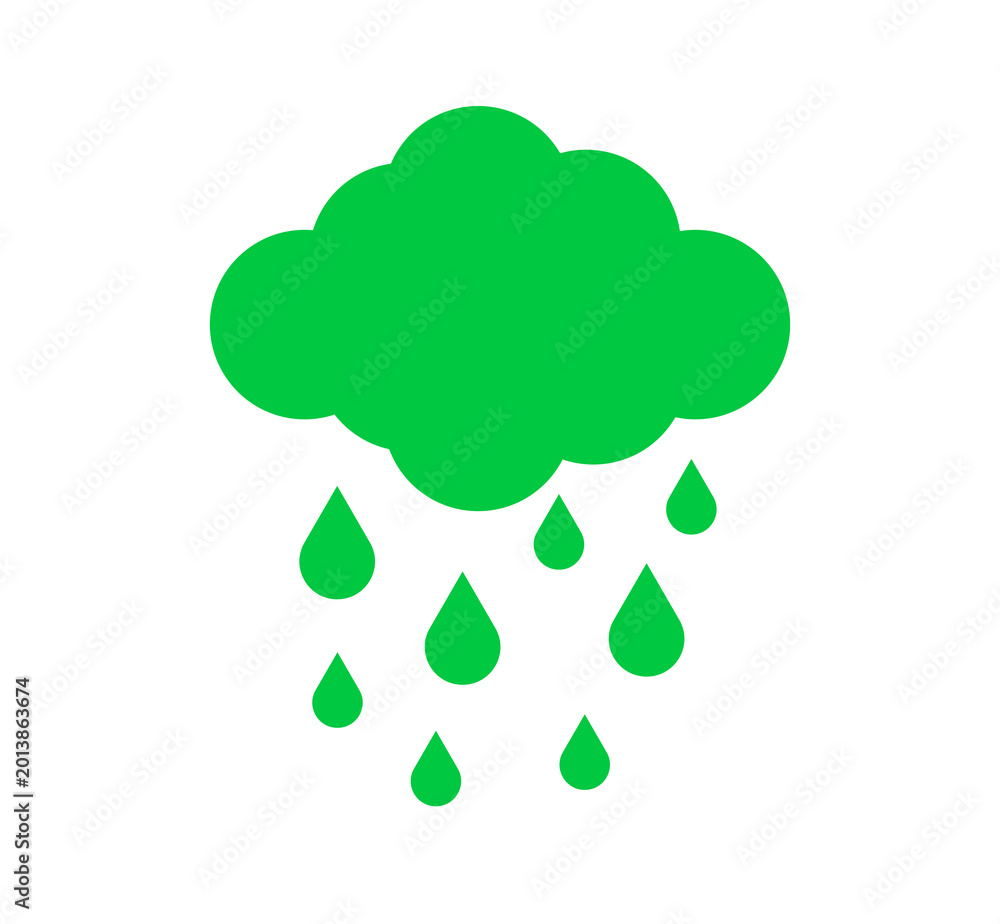 Fototapeta premium Green Rain Cloud Weather Icon Illustration