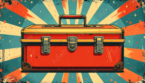 Vintage Red Suitcase with Metal Clasps 1.