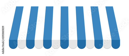 Foto Blue and white striped awning on a transparent background
