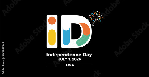 Colorful independence day logo with fireworks for usa