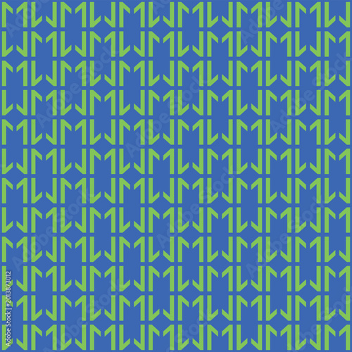 Seamless geometric pattern with vibrant green abstract shapes on blue background. Ideal for trendy apparel, bandana prints, streetwear, and modern textile design. Vibrant and repeating vector art.