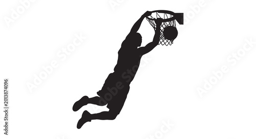 Foto Basketball player dunking silhouette on white background