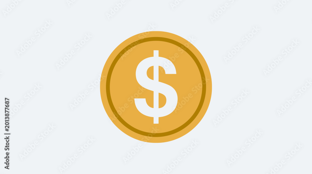 Obraz premium Golden dollar coin currency symbol.