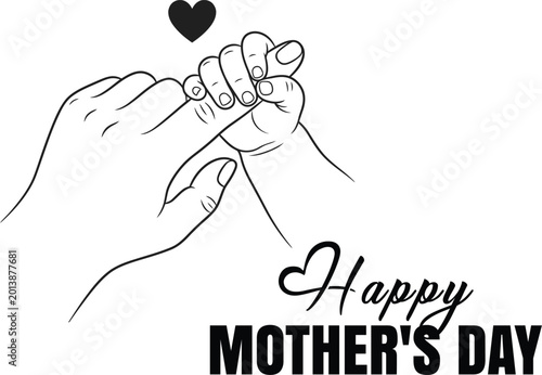 Canvastavla Mother's day illustration of interlocking hands with heart
