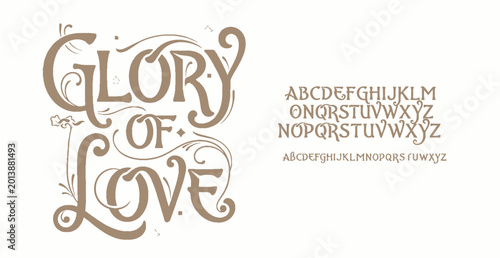 Elegant glor of love decorative script typography