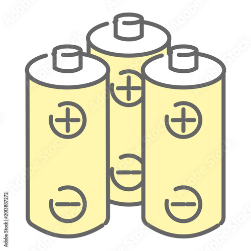 Simple Line Art Batteries Illustration for Emergency Use