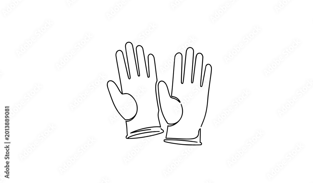 Obraz premium Protective gloves single line art icon minimalist healthcare safety outline vector illustration