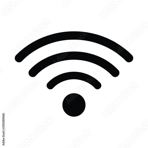 Tableau sur toile wifi signal icon black silhouette on white background