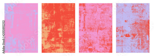 Retro punk halftone texture vector poster backgrounds set colorful grunge overlay urban collage aesthetic design