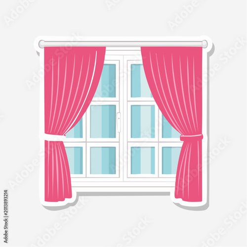 Window with Pink Curtains