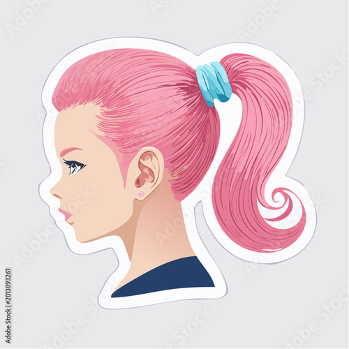 Anime Girl Profile with Pink Ponytail