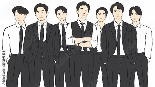 Bild auf Leinwand vector illustration of a boy band from South Korea